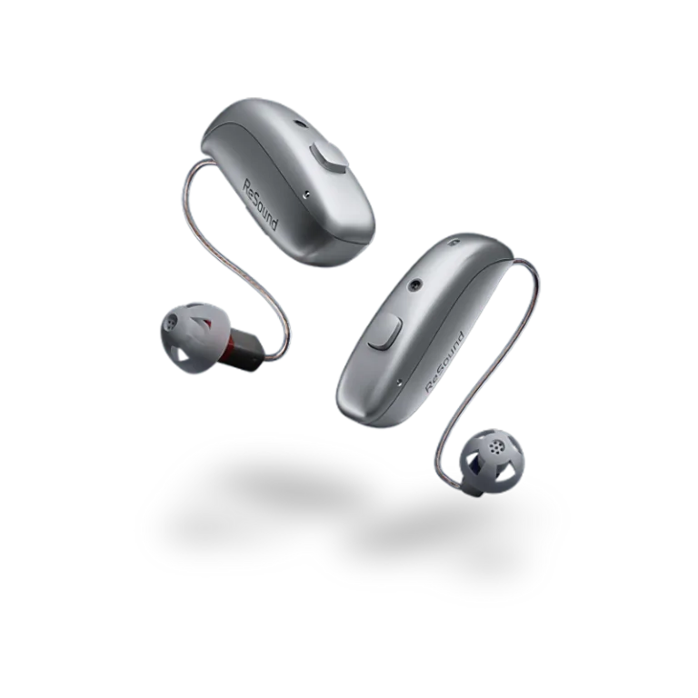 ReSound Savi silver behind-the-ear hearing aids