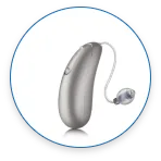 Unitron Moxi behind-the-ear hearing aid in silver