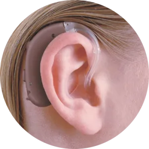 Behind-the-ear (BTE) hearing aids in Rochester, NY for reliable, comfortable hearing enhancement.