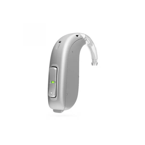 Oticon OPN silver behind-the-ear hearing aid