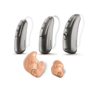 Phonak hearing aids showing BTE and ITE styles