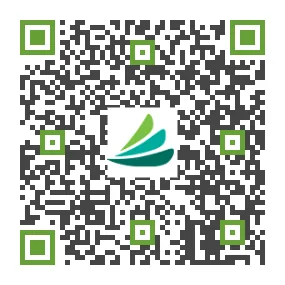 QR code with green and yellow leaf logo